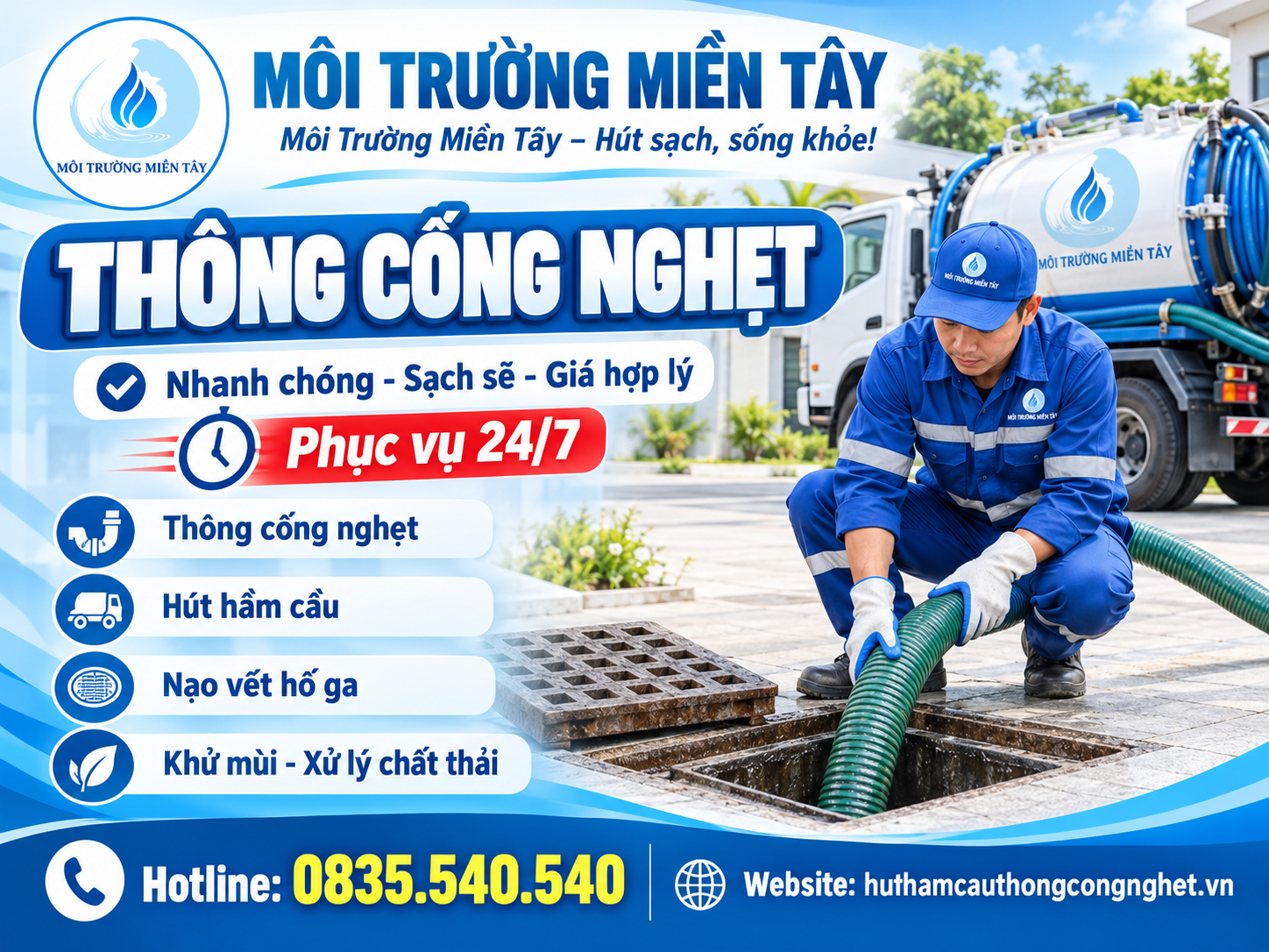 Thông Cống Nghẹt Giá Rẻ Long Mỹ, Hậu Giang