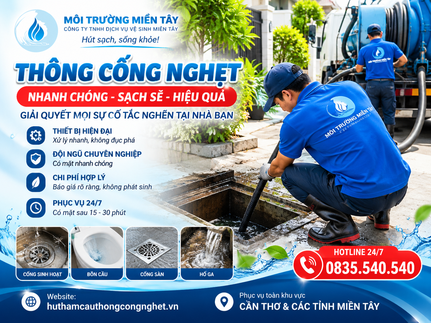 Thông Cống Nghẹt Giá Rẻ Long Mỹ 