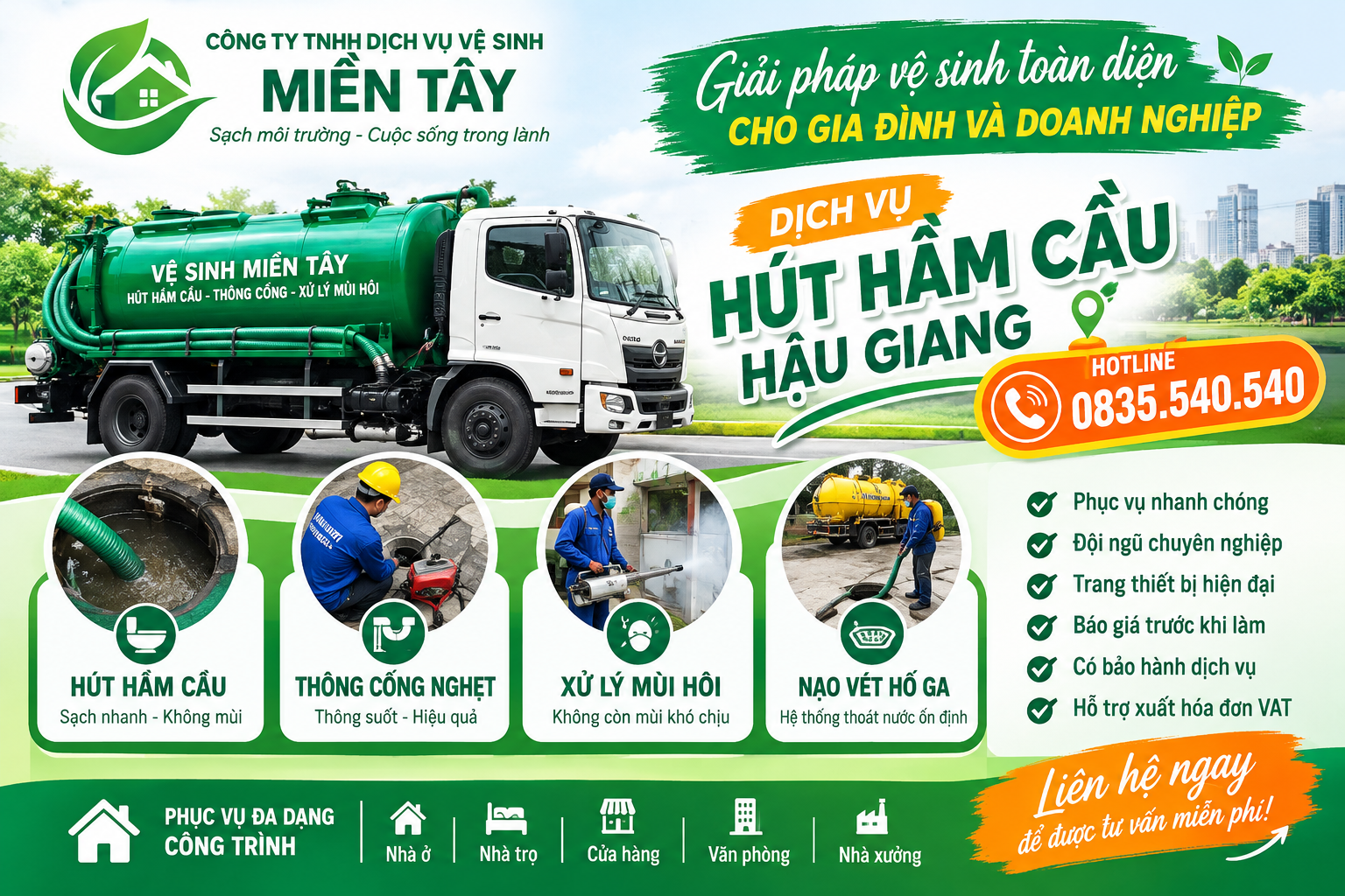 Dịch Vụ Hút Hầm Cầu Hậu Giang
