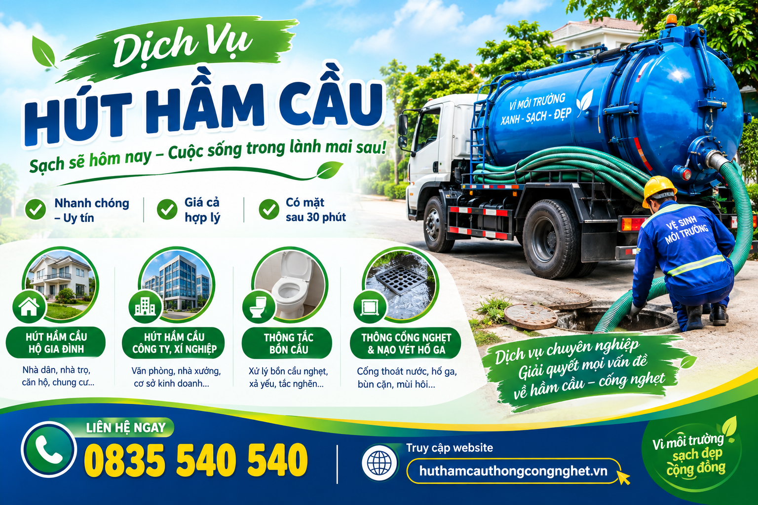 Hút hầm cầu Long Bình, Hậu Giang