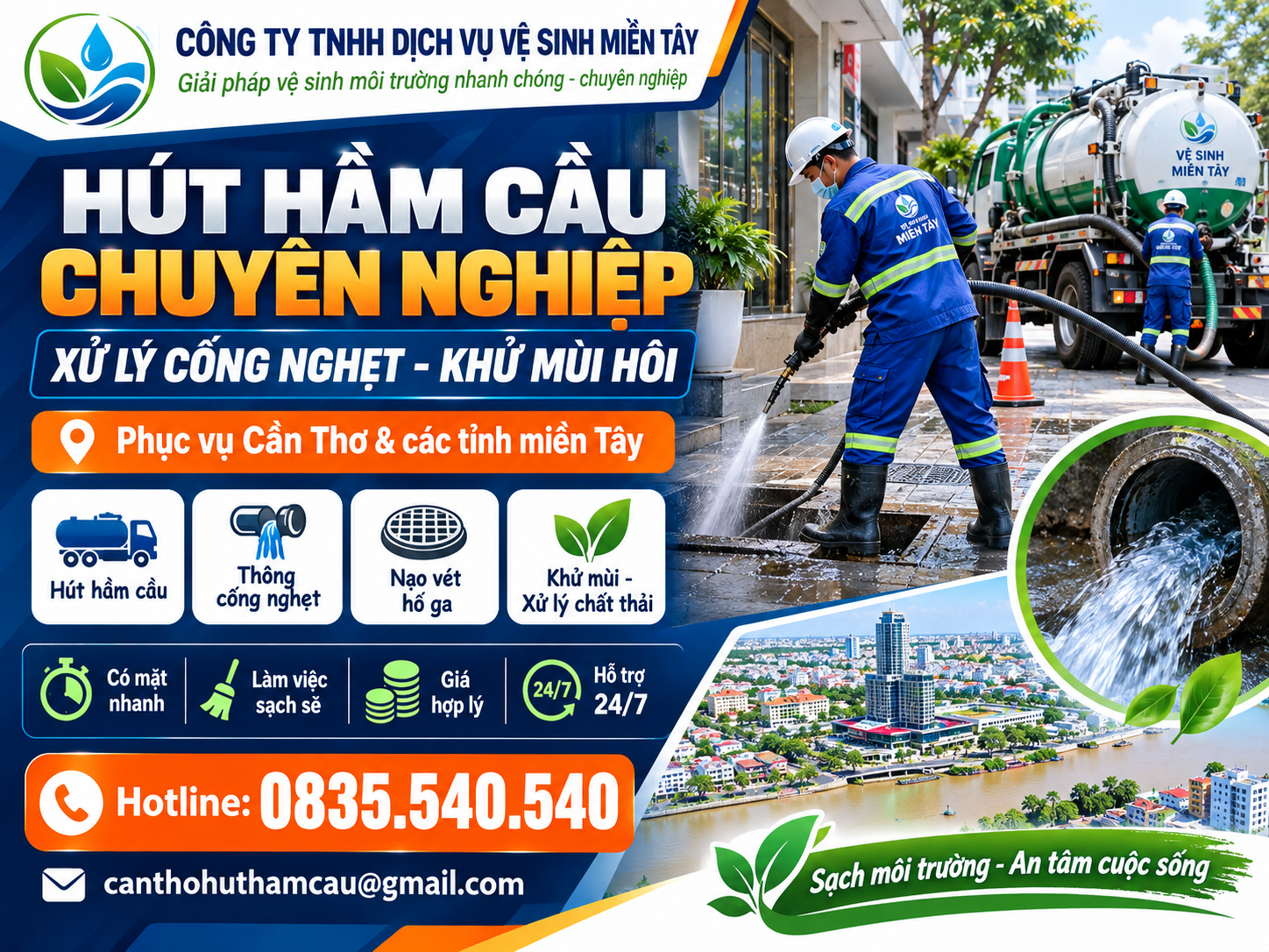 Hút Hầm Cầu Giá Rẻ Ngã Bảy, Hậu Giang